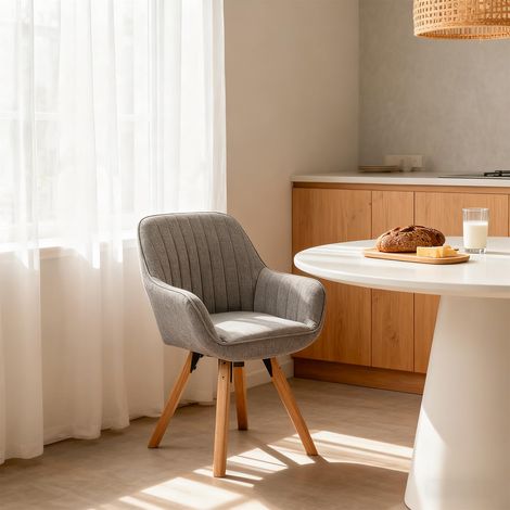 Meuble Chaise Salle à Manger Pivotante 360° Scandinave avec Dossier, Assise Confortable, Design Moderne, Chaise de Cuisine, Gris (1/5)