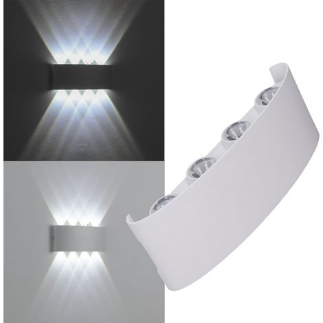 Applique murale LED décorative, boîtier blanc, éclairage blanc, idéale pour l'intérieur, les hôtels, les jardins et les chambres (90-265 V, 8 W). (1/5)