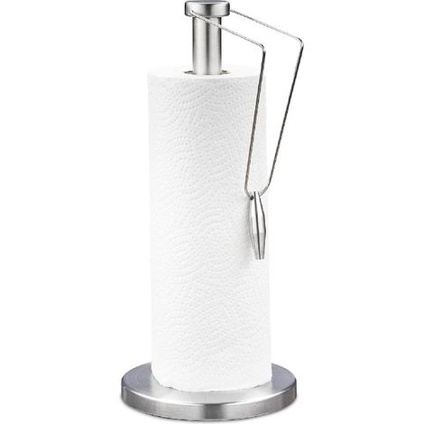 Porte-Rouleau Papier essuie-Tout , Vertical , INOX brossé , Cuisine , Distributeur , H x D : 34 x 15 cm , argenté (1/5)