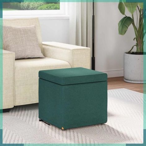 876746 Tabouret Vert foncé 41 x 41 x 40 cm Tissu et bois stratifié (1/5)