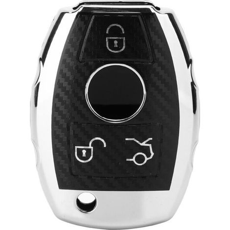 Schutzhülle aus TPU-Kohlefaser für Autoschlüssel, passend für Mercedes-Benz CLA, CLS, CLK, GLK, GLA, GLC (weiß) (1/5)