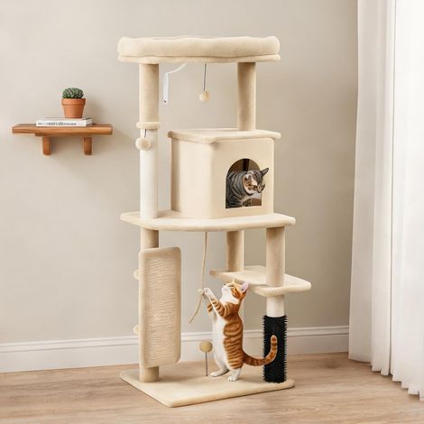 Arbre à chat beige en panneau de particules 55 x 44 x 132 cm (1/5)
