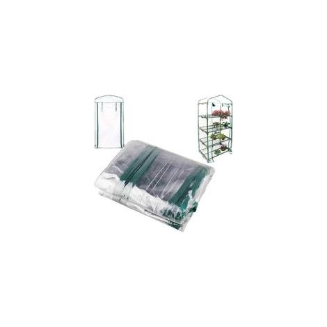 Housse de serre à 4 niveaux, housse de rechange en PVC transparent avec porte à fermeture éclair enroulable, housse de serre imperméable pour plantes pour la culture de légumes, de fleurs, de semis –