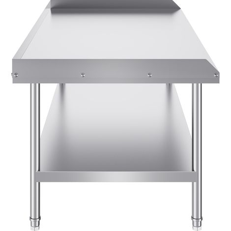 Mophorn 30 x 60 x 26 Zoll Arbeitstisch aus Edelstahl, robuster kommerzieller Tisch zur Lebensmittelzubereitung mit 3-seitiger Spritzwand. Höhenverstellbar für Restaurant, Zuhause und Hotel.