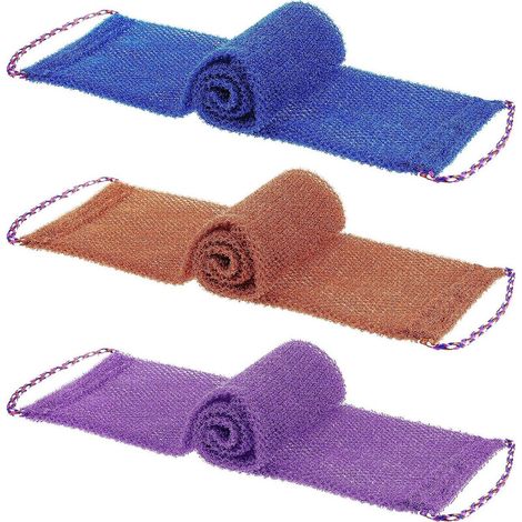 Pack 3 Éponges Filets de Douche Africaines à Cordes Éponge Exfoliante Filet 101cm, Séchage Rapide (1/5)