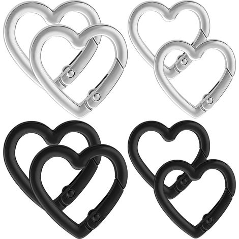 Lot de 8 mousquetons en Alliage de Zinc en Forme de cœur, Jolis fermoirs à Ressort, Accessoires pour Sac à Main, Camping, randonnée, pêche, Voyage (1/5)