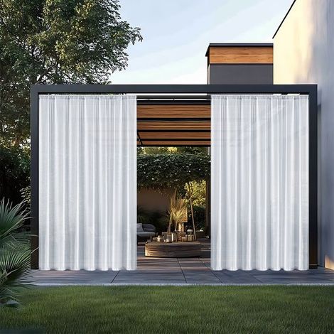 Zanzariera impermeabile Trinitron in due parti, con supporto per asta, tenda antipioggia per gazebo da esterno - 132 cm x 213 cm (bianca) (1/5)