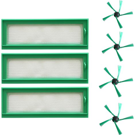 Repuestos para aspiradoras robot Vorwerk Kobold VR200 VR300, incluyendo 3 filtros HEPA y 4 cepillos laterales, kit de reparación de alta eficiencia. (1/4)
