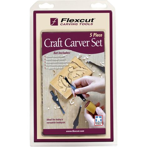 Ensemble de 4 mini-gouges Flexcut avec manche pour sculpture et étui SK106