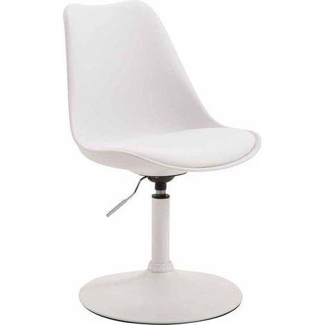 Sedia da pranzo x1 girevole regolabile in altezza plastica bianca con base a tromba in metallo bianco 100008472