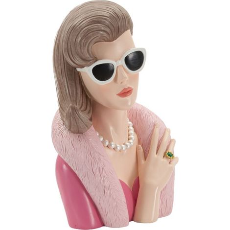 Statuette Déco Femme "Diva Paris" 28cm Rose