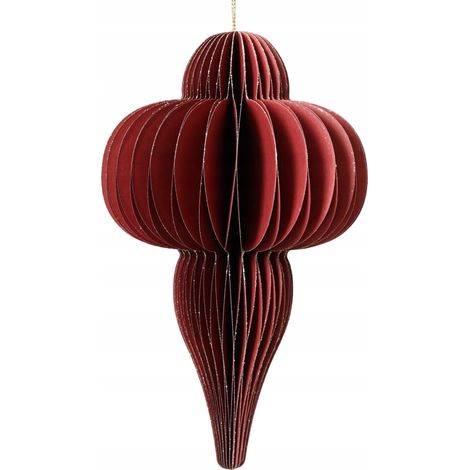Boule de Noël en papier, pendentif rouge, grande taille (20 cm), 1 pièce