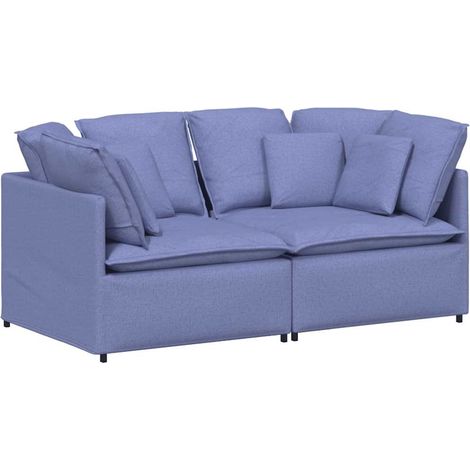 vidaXL Divano Modulare con Cuscini in Tessuto Jeans Blu (1/5)