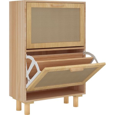 vidaXL Scarpiera Marrone52x25x80cm Legno Multistrato e Rattan Naturale (1/5)