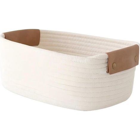 Cesta de almacenamiento para baño,organizador de algodón trenzado,habitación infantil,cesta de almacenamiento pequeña (beige,28 x 17 x 11 cm) (1/5)
