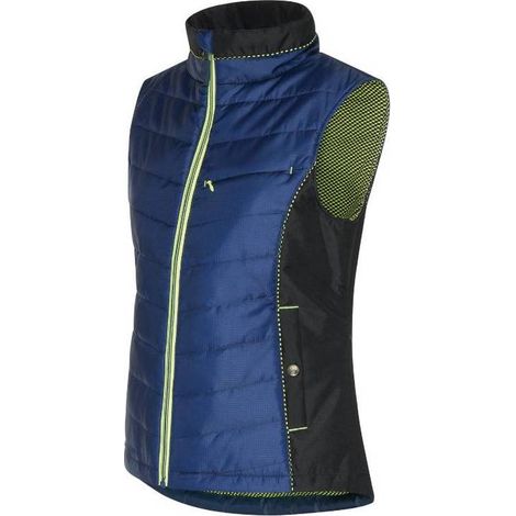 Doudoune Sans Manches de Travail Femme Constance - Taille M - Marine/Jaune Fluo - Résistant et Confortable - D-Work