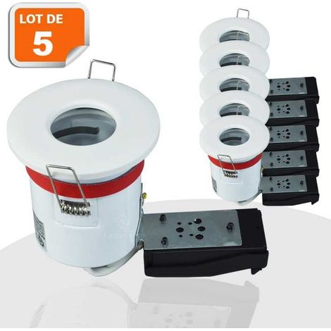 Lot de 5 Support de spot BBC Etanche IP65 Blanc 87mm avec douille GU10 automatique ref. 830W (1/5)