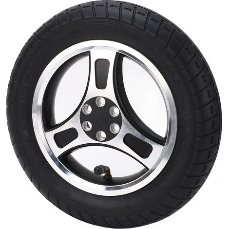 Roue arrière 10x2 pouces avec moyeu en alliage d'aluminium, 6 trous, pneu de roulette gonflable à faible bruit pour chariot à main, charge de 80KG (1/5)