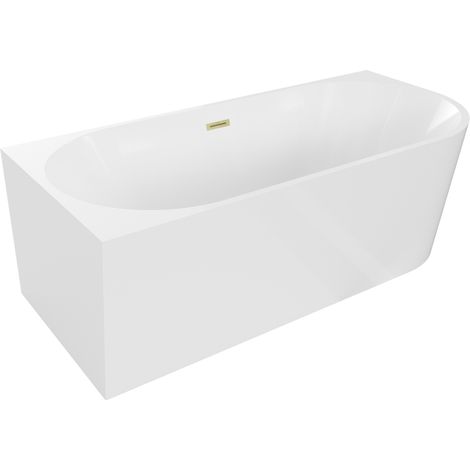 Mexen Mia baignoire îlot d'angle gauche 140 x 75 cm, blanc, trop-plein doré brossé - 52691407500L-55 (1/5)