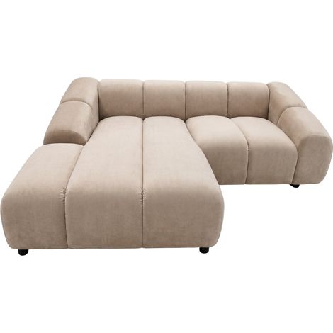 CANDICE - Canapé d'angle tissu velours 3 places Beige Droit (1/5)