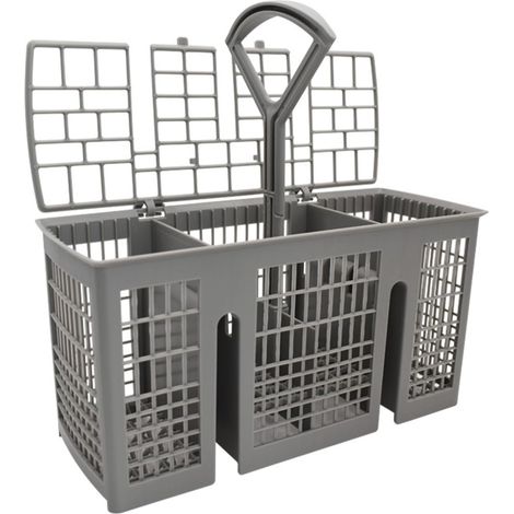Panier à couverts, pour lave vaisselle Siemens Bosch, 220 x 115 x 90 mm, gris, poignée ronde amovible, compartiment à couverts pour de nombreux lave vaisselle
