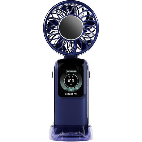 Ventilateur portable silencieux 3600 mAh, puissant et silencieux, en ABS, idéal pour la chambre, le bureau et l'école (bleu). (1/5)