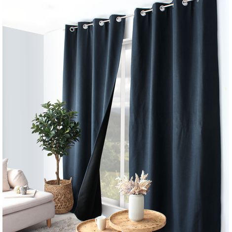 Rideau thermique FJORD 140 x 240 cm – Toile polyester – Doublure polaire noire - 140x240cm - Bleu marine (1/2)