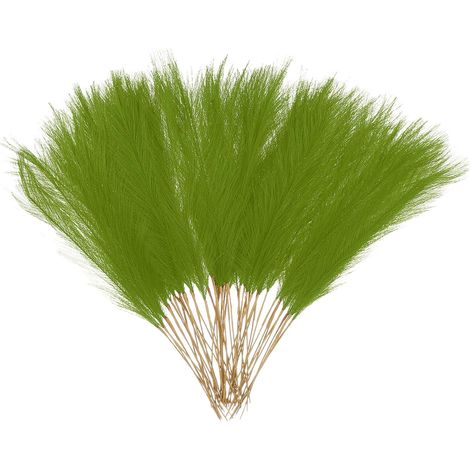 50 Pcs Faux Herbe de la Pampa 52cm/20.5" Artificial Fake Dried Herbe de la Pampa Decor with Stem pour Floor Vase Filler, Wedding Decoration, Home Decoration, Grass Green (1/5)