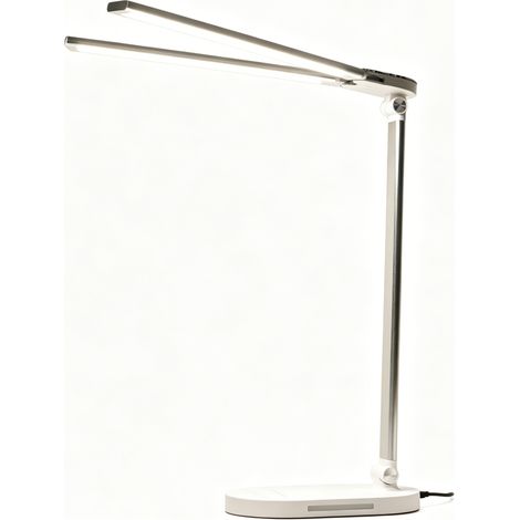 iVict LED-Schreibtischlampe mit zwei Schwenkarmen, 5 Modi, Touch-Steuerung, Helligkeitsstufen, 45-Minuten-Abschaltautomatik, USB-Ladefunktion (1/5)