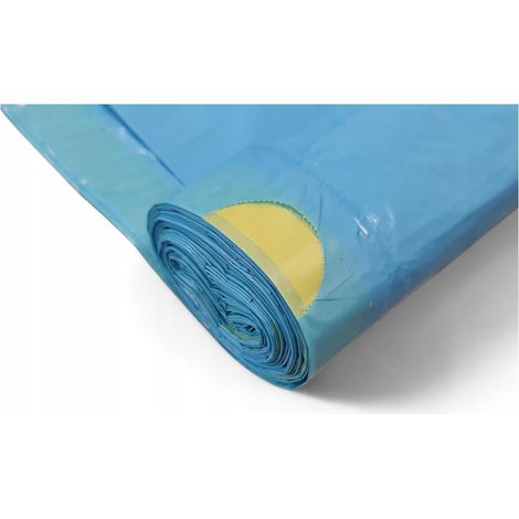 0,4 kg dicke, stabile blaue Müllsäcke, 120 l, 10 Stück, 70 x 100 cm, mit Klebeband