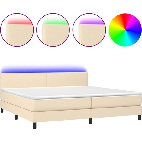 Maison Exclusive - Letto a Molle Materasso e LED bianco 200x200cm in Tessuto (1/5)