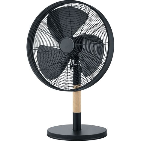 VIKING VENTILATORE DA APPOGGIO NERO E LEGNO CON INTERRUTTORE 3 VELOCITA' OSCILLANTE H. 57CM D. 35CM (1/5)