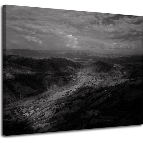 Leinwanddruck Schwarz-Weiß-Berge aus der Luft 100x80