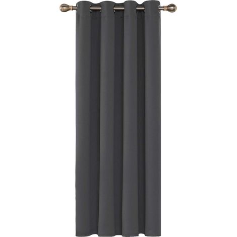 Rideaux Occultants Isolant Thermique, 140x240 CM (Largeur x Hauteur), Rideaux pour Salon et Chambre, Design Moderne à Oeillets, Gris Foncé, 1Pièces (1/5)