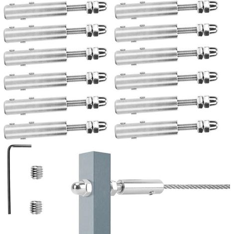 Tendeur Cable Inox pour Cable Inox, 12 Pièces et clé en L-Tendeur de câble Métallique de Câble en acier Inoxydable pour Fixation Hauba, 4MM