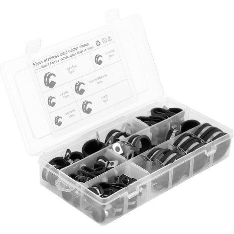 52 colliers de serrage isolés et rembourrés en acier inoxydable pour tuyaux de voiture, camion, UTV et autres véhicules tout-terrain. (1/5)