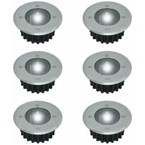 Spot LED Solaire Encastrable Sol - Diamètre 85 mm - Acier Inoxydable - Extérieur Jardin Terrasse - Lot de 6 (1/5)