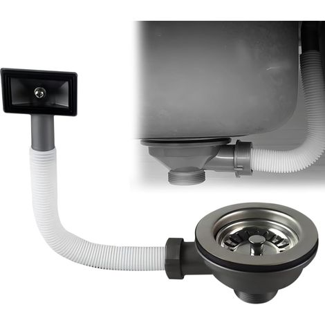 Bonde à tamis en acier inoxydable de 114 mm avec trop-plein, bonde d'évier de cuisine en acier inoxydable avec interface rectangulaire, bonde d'écoulement pour cuisine, salle de bain (1/5)