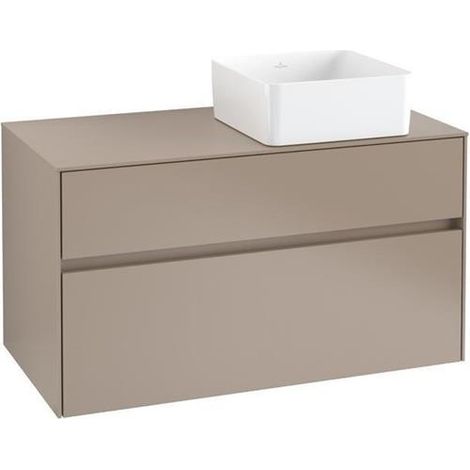 Villeroy &amp Boch Collaro meuble sous lavabo 1000x548x500 mm, 2 tiroirs, pour lavabo à droite, C040L0, Coloris: Façade/carcasse : Blanc brillant, poignée : Blanc mat - C040L0DH