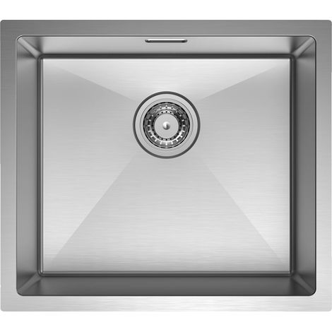Évier de cuisine, simple cuve, acier inoxydable 304, Argent Clair (1/5)