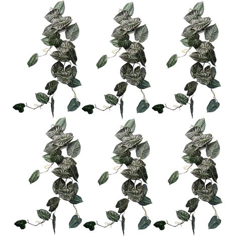 6 x 120cm Artificial Hanging Trailing Plant Alocasia Dragon Scale Dark (1/5)