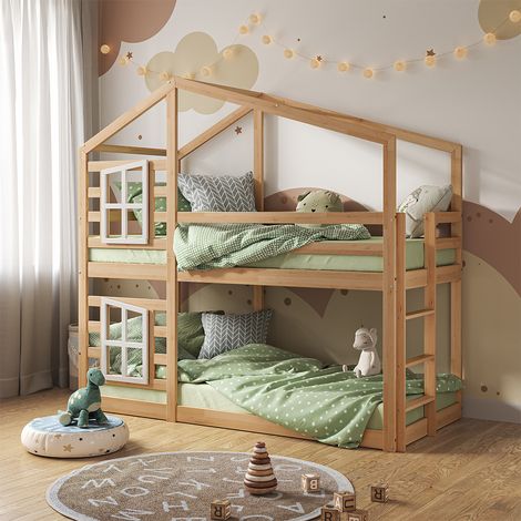 Etagenbett Maja, Braun, 90x200 cm mit 2 Matratzen, Vitalispa