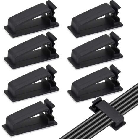 50PCS Noir Clips Câbles Adhésifs, Rangement de Câbles, Gestion de Câble pour Organiseur de Fils Electriques pour câbles Ethernet TV, Chargeur, Voiture, PC, Bureau, Maison, Cordon Électrique-A (1/5)