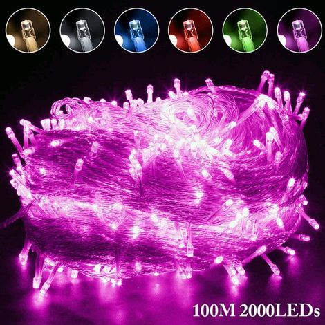 1 Guirlande Lumineuse,2000 LEDs,100M,Câble Transparent,8 Modes,IP44,Noël Mariage Jardin (1/5)