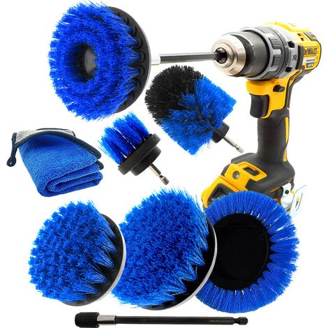 VURAHOME - Nouveau jeu de perceuse de fixation de brosse, brosse de forage de tournevis sans fil de fixation de brosse de 8 pièces, brosse de nettoyage de brosse de perceuse pour cuisine baignoire voi (1/4)