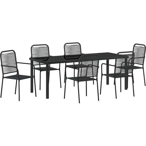 Maison Exclusive - Set da Pranzo per Giardino 7 pcs Nero