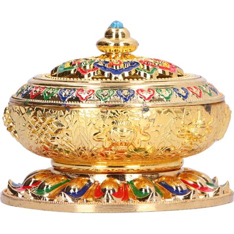 Brûleur d'encens vintage en alliage de cuivre, porte-encens pour salon, ornement pour la cérémonie du thé, doré et coloré (1/5)