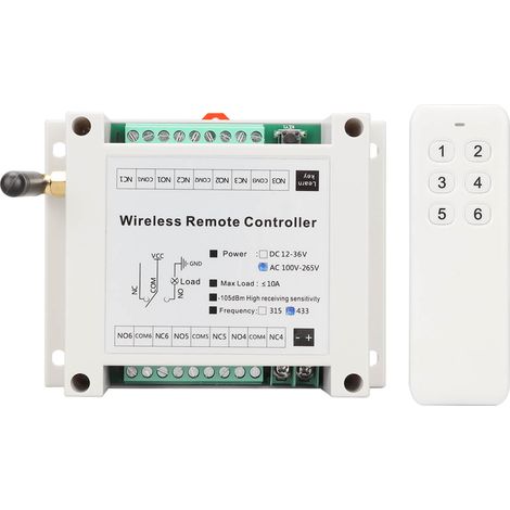 Module de Commande à Distance 6 Canaux, Relais 433MHz pour Contrôleur Interrupteur AC 100‑265V (1/5)
