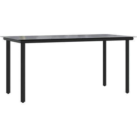 Table à dîner de jardin,Table d'extérieur Noir 160x80x74 cm Acier et verre trempé CFW70615 (1/5)