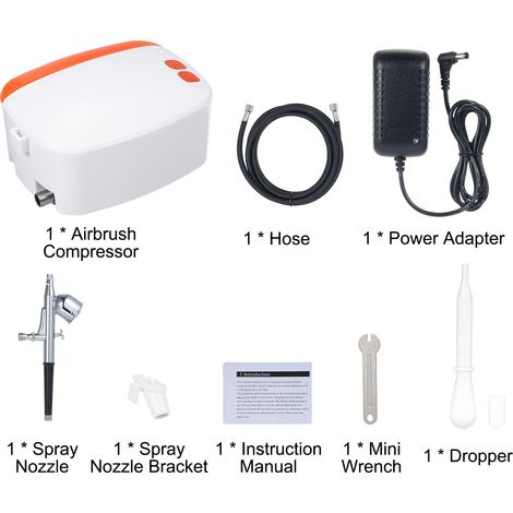 Kit de compresseur pour aérographe, mini pistolet aérographe pour la peinture, le modélisme, la décoration de gâteaux, le dessin de contours, le nail art, 3 niveaux de réglage, prise UE (1/5)